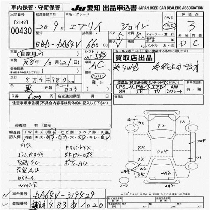 DA64V-319429 - SUZUKI EVERY VAN (Black - 2008)